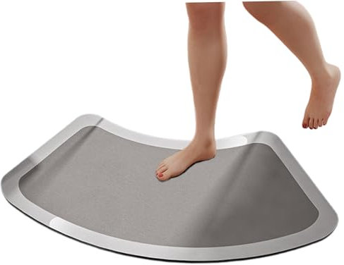 Alfombra de baño de Piedra de diatomita 1pc, Alfombra de baño Curvada Seca rápida de 18x35 Pulgadas, de Ducha Curva sin Deslizamiento para el