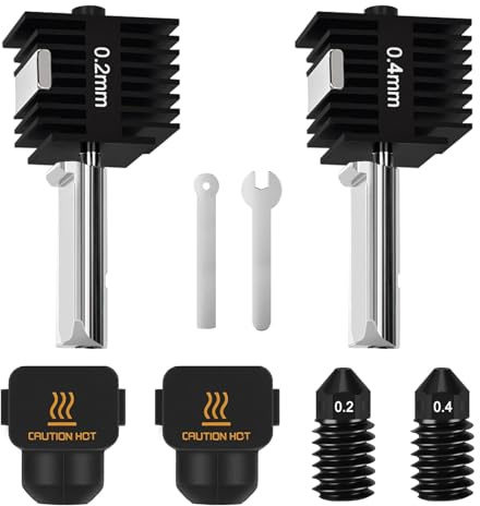 Hossom Kit Hotend 2 Pièces Compatible Bambu Lab A1 / A1 Mini – Mise à Niveau 0.2mm + 0.4mm – Pièces de Rechange pour Tête d'Impression 3D – Ensemble Bloc Chauffant Hot End