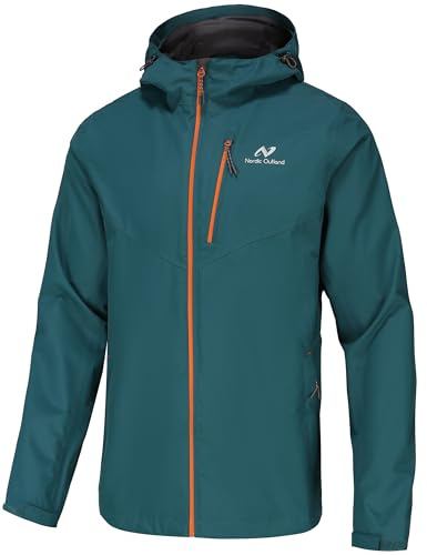 NORDIC OUTLAND Veste de pluie légère à capuche imperméable et respirante pour homme pour randonnée en montagne