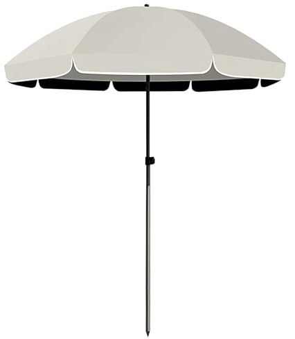 Ombrellone da spiaggia con protezione UV, portatile, 2 m, regolabile, per esterni, per patio, balcone e spiaggia, facile da installare, leggero, cachi