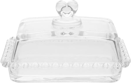 CIYODO Mantequillera de Vidrio Transparente con Tapa Contenedor Práctico para Mantequilla y Queso Diseño Moderno para Cocina y Refrigerador Resistente y Reutilizable