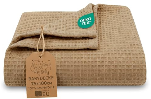 Totsy Baby Manta Bebe gofre algodón Todo el año 75x100 cm - Waffle Transpirable Ligera Infantil Entretiempo bebé – Cuna Carrito Cochecito recién Nacido capazo Suave Oeko-Tex Marrón