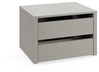 Rauch Möbel Zubehör, Schubladeneinsatz mit 2 Schubladen für Elementbreite 65 cm, Farbe Texline Leinenoptik, Maße 58x39x45cm | Schubkasteneinsatz, mit 2 Schubladen für Elementbreite 65,5 cm für Kleiderschränke von rauch