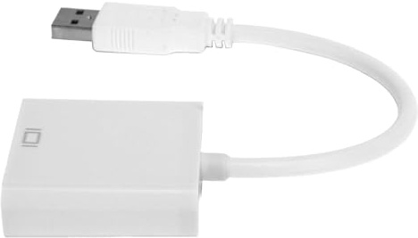 Cocoarm Adaptador USB a VGA Convertidor USB 3.0 a VGA Convertidor de Vídeo Externo 1080P HD para Monitor Portátil PC Escritorio Configuración de Monitor Múltiple (White)