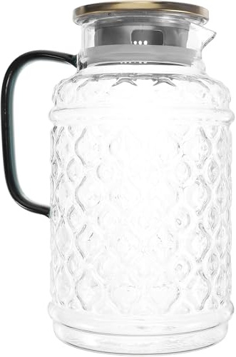 SMASOLO Jarra de Vidrio para Agua Fría de 3 Litros Tapa de Acero Inoxidable, Resistente y Fácil de Limpiar para Uso Doméstico