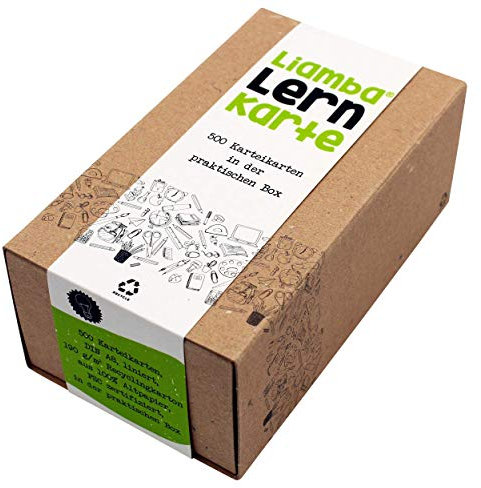 Liamba Lernkarte 500 Karteikarten in der praktischen Lernbox, DIN A8 Format, 7,4 x 5,2cm