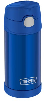 THERMOS kids FUNTAINER STRAW BOTTLE 0,35l, navy, Thermosflasche für Kinder aus Edelstahl, mit Strohhalm, 12 h kalt, absolut dicht, für Schule, Kindergarten, Pause