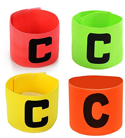 Football Soccer Captain Armbands Captain, Anti-Drop Captains Armbands for Adult and Youth, Basketball Adjustable Player BandsPack of 4 Colour for Multiple Sports