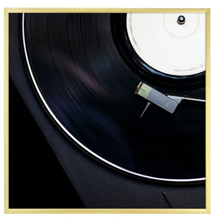 Golden State Art 31,8 x 31,8 cm Aluminium-Album-Rahmen für Display Vinyl-Schallplatten, gebürstetes Metall-Finish, Plexiglasfront, für 30,5 cm Albumcover (1 Packung Gold)