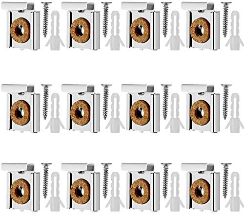 Pince De Miroir De Fixation A Miroir, 12 pièces Support Mural Miroir De Fixation Support Réglable Miroir à Ressort Clips de Miroir,Clips de Suspension à Ressort en Métal avec Vis et Chevilles