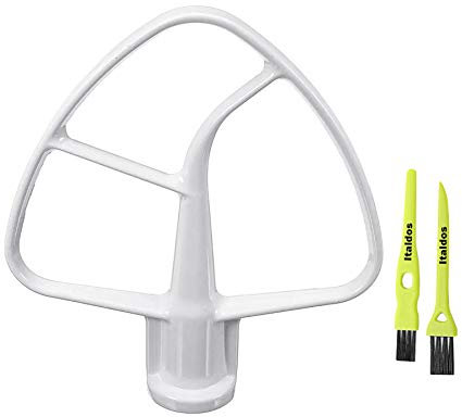 Italdos Frusta Piatta K45B compatibile per KitchenAid K45 KSM75 KSM90 KSM103 KSM110 KSM150 KSM151 KSM152 KN15E1X in Alluminio per Impastatrice con 2 Spazzolini Multiuso (misura 4.5QT / da 4.3 L)
