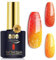 YTD Likomey UV Nagellack Farbwechsel Thermo Farbgel,15ml Orange gelber Glitzer Chamäleon Shellac Nagelgel UV/LED Color Change Herbst Winter Gellack,WB01