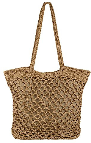 MEGAUK Women Handmade Straw Shoulder Bag - Casual Summer Beach Tote - Rattan Weaving Tote Bag For Ladies