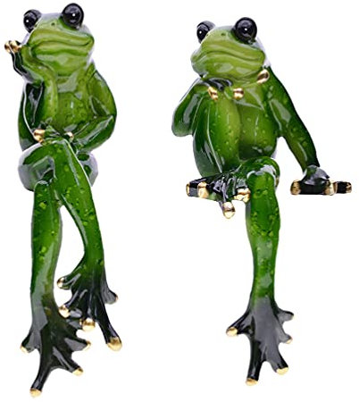 Cabilock 1 Paar Frosch Figur Garten Statue Skulpturen Harz Dekofigur Gartenfiguren Weihnachten Ornamente Gartendeko Tiere für Moos Blumentopf Dekoration Rasen Terrassen Deko
