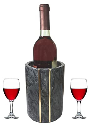 Marble Wine Chiller Bucket ，Wine & Champagne Cooler for Parties, Dinner – Keep Wine & Beverages Cold （black）