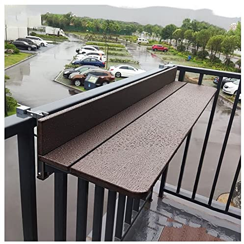 Klappbarer Balkon-Hängetisch – Rechteckiger Geländertisch Im Holzstil, Höhenverstellbar, Kompakt, Wetter- Und Rostbeständig, Passend Für Verschiedene Schienenbreiten (Farbe : Espresso, Größe : 80x27