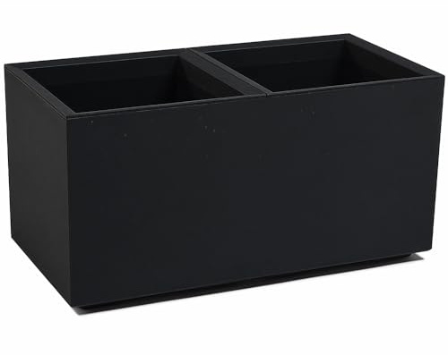 Ondis24 Blumenkübel, Blumentopf Caro Beton Optik Pflanzkübel, pflanzkasten XXL auf Rollen aus Kunststoff 100% Recycled Pflanzkübel groß außen (Schwarz, 80 cm)