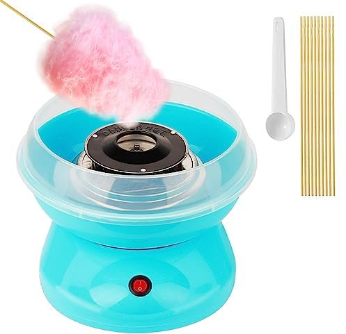 Kavolet Tragbare Zuckerwattemaschine, Desktop-Cotton Candy Machine, 450 W, Zuckerwatte Maschine mit Spritzschutzschüssel, Zuckerschaufel, 10 Stück Zuckerstangen für den Heimgebrauch