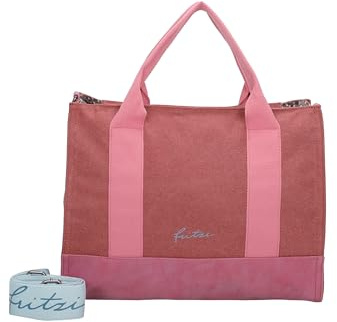 Fritzi Canvas Tote Bag Uni Shopper Damen Handtasche 29,5 x 40 x 14 cm – Schwarz, Rosa, Orange, Light Purple, Mint-Salbei, Blau, Pink, Gruen, Lila, Mint-Pastell, Braun, Rosa, Beige, Gelb