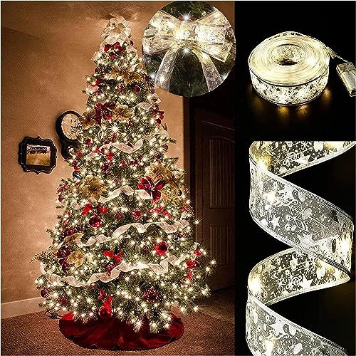 Dreaku Christmas Tree Lights, 19ft/6m 60 LED Christmas Tree Ribbon Waterproof Fairy Lights Decorations Curtain Lights Hanging Fairy Lights for Bedroom Wall Garden Patio Decorations