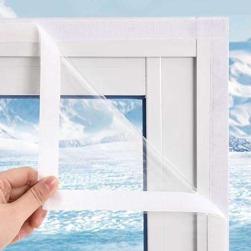Transparente Fenster Isolierfolie Thermo Cover,Thermo Cover Fenster-Isolierfolie,Kälteschutzfolie Fenster,Planen-Isolierfolie,Isolierte Fensterfolie,für Badezimmer,Büro (150x220cm/59x87)