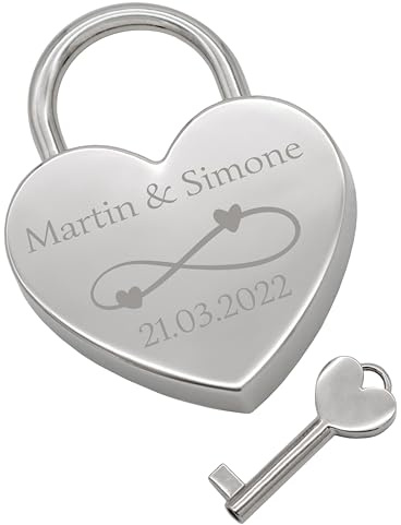 wunderwunsch - Personalisiertes Liebesschloss mit Gravur, ideal für Valentintstag und Hochzeitstag