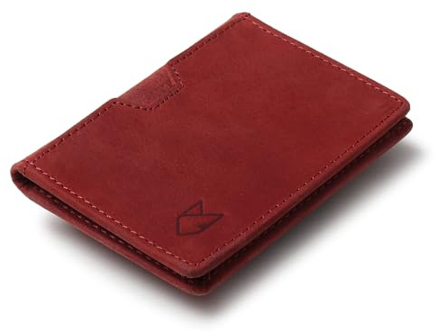FOXHACKLE Kreditkortsplånbok i läder för män och kvinnor, Tunn Bifold RFID-spärrplånbok, Smal Minimalistisk Korthållarplånbok med framfickor, Litet kortfodral