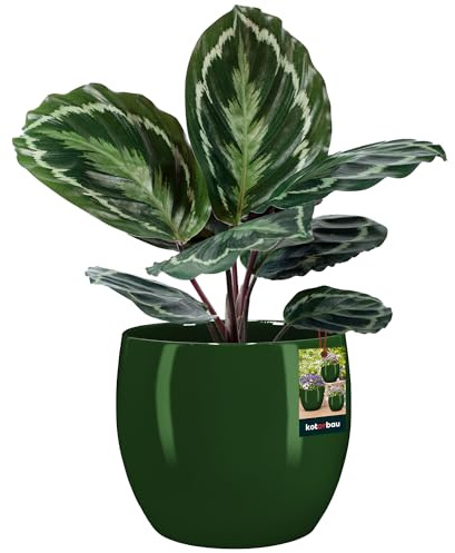 KOTARBAU® Blumentopf Keramik Rund ⌀ 26 cm Höhe: 26 cm Grün - Übertopf für Zimmerpflanzen, Modern, Klein, Pflanztopf, Orchideentopf