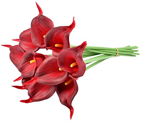 Huamengyuan 20 Stück Mini-Calla-Lilien in Gelb Künstliche Blumen mit langem Stiel für Hochzeiten, Feiern und als stilvolle Dekoration für Zuhause und Events