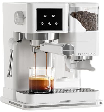 HmLotd Macinacaffè, Macchina per caffè Espresso con Display Touch Macchina per caffè Espresso con montalatte Lancia Vapore Lama Rimovibile per Una Facile Pulizia per baristi Domestici