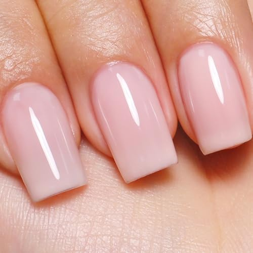 Imtiti Nude Sheer Jelly Gel Polish - UV LED Soak-Off Nail Polish for Spring Summer, Translucent Manicure Art Salon DIY Design Kit - 10ml