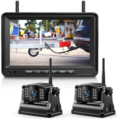 eRapta Magnetisch Solar Rückfahrkamera Kabellos mit 7 1080P Monitor: 9600mAh Akku 1 Mins DIY Installation & Dual-Split Funk Rückfahrkamera, IP69K Wasserdicht Rückfahrkameras für Auto, LKW, Van