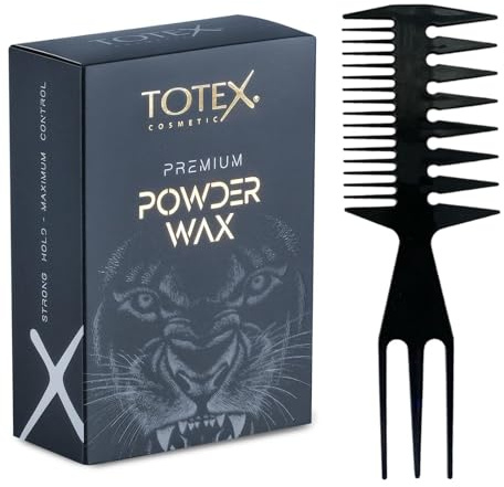 Totex Premium Hair Styling Powder Wax 20g | Volumising Texturising Dust | Ultra Strong Matte Look | Long Lasting Hair Volume | With Wide Tooth Comb No2 Anti-Static Handle For Hair & Beard