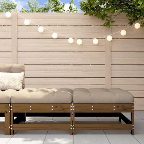 CINDERFUL Gartenhocker mit Kissen 2 STK. Honigbraun Massivholz Kiefer,HolzGartenhocker mit Lattenrost und Kissen gemütliche Sitzwürfel für Garten, Terrasse und Balkon Gartensitzmöbel