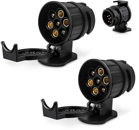 Pack de 2 Adaptadores Enchufe Remolque 13 Pines a 7 Pines – Accesorios para Caravana, Coche y Remolques – Adaptador Universal de Enganche – Alta Resistencia y Fácil Instalación