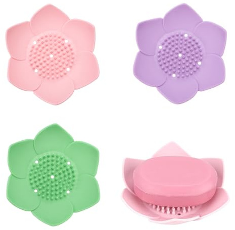 Porta Saponetta in Silicone, 3 Pezzi Autosvuotante Porta Sapone Bagno, Piattino Portasapone con Scarico