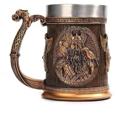 Tazza Viking - Boccale da birra, Boccale da uomo, Tazze da caffè in legno, Boccale da birra per regali in stile nordico