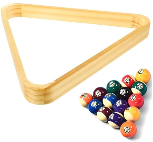 SHITOOMFE Pool Rack Triangle, Pool Triangle, 9-Ball Natrual Wooden Rack, Billiards Accessories for Standard 2-1/4 Inch Balls, Burlywood