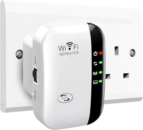 WiFi Répéteur WiFi Booster 300Mbps 2,4 GHz Extenseur sans Fil Amplificateur de Signal du Réseau Avoir AP/RP et WPS Fonction, Compatible avec Toutes Les Box Internet