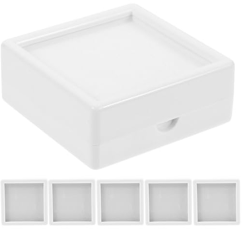 BESTonZON Scatola Esposizione Gioielli 6 Pezzi Bianco 5x5cm Contenitore Display Leggero in Abs e Spugna per Bracciali e Gioielli da Collezione