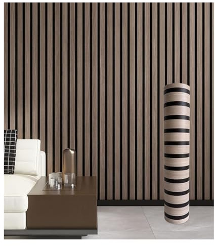 Wood Effect Wallpaper Self Adhesive,Wood Grain Slat 3D Wall Panel,PVC Foam Panel Roll for TV Background Bedroom Living Room(Brown,120x2000cm/3.94x65.62ft)