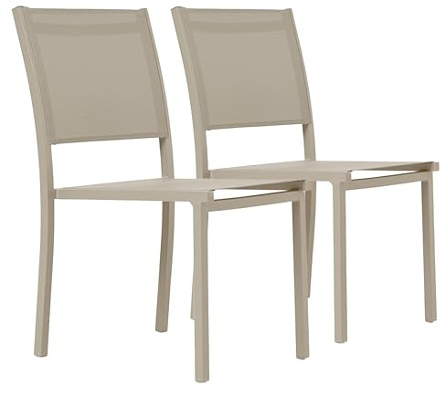 Oviala 2 Gartenstühle, Aluminium und cremefarbenes Textilene
