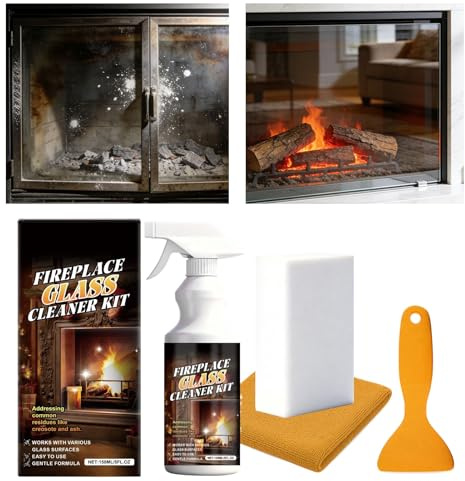 Pulitore Stufa A Legna | Rimozione Fuliggine Con Raschietto | Set Pulitore 150ml Con Asciugamano,Per Griglie Schermo Acciaio Piastrelle Pietra Marmo Fuliggine Creosoto Esterno Interno