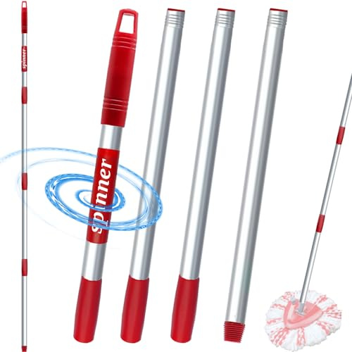 Manche de rechange balai pour Vileda Turbo Spin/Smart/EasyWring/H2pro | Manche télescopique serpillière, réglable 76-147 cm, poignée rotative – moins d'effort, plus efficace (sans tête ni brosse)