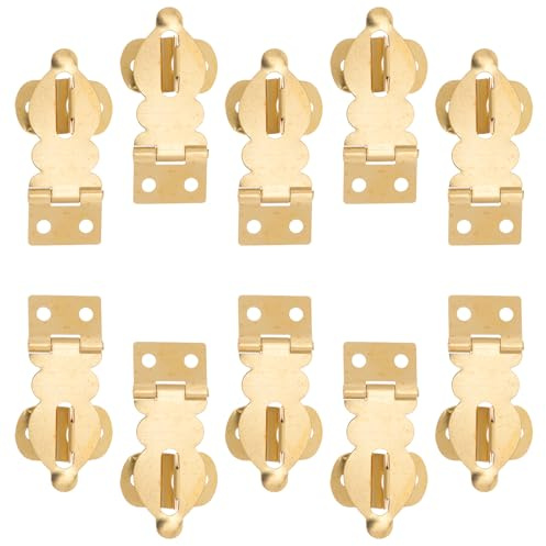 Kisangel 10pcs Mini Solid Brass Hasp Locks with Screws Small Decorative Jewelry Box Clasps for Wood Boxes Cabinet Shed Doors – for Secure Closure