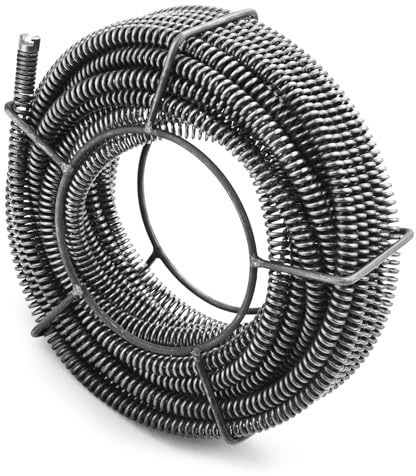 Rörrengöringsspiraler Ø 22 mm x 7 m, set med rörrengöringsaxel, flexibel spiral för rör 30–200 mm, för elektrisk rörrengöringsmaskin, rörrengöringsenhet, rörrensare