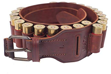 VlaMiTex Patronengürtel Echt-Leder Braun/Schwarz 12 kal