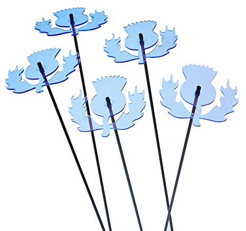 Sun Catcher Garden Decor 5er Set Sonnenfänger Garten Stecker Schottischen Disteln Statuen Figuren 75cm hohe Dekoration Balkon oder Terrasse, Farbe:blau