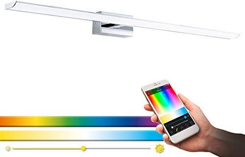 EGLO connect LED Wandlampe Tabiano-C 1 flammige | LED Spiegelleuchte aus Stahl und Kunststoff in Chrom, Weiß, Badezimmer Lampe mit Farbtemperaturwechsel (warm - kalt), RGB