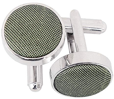 DQT Men Plain Shantung Fabric Inlay Wedding Cufflinks - Sage Green